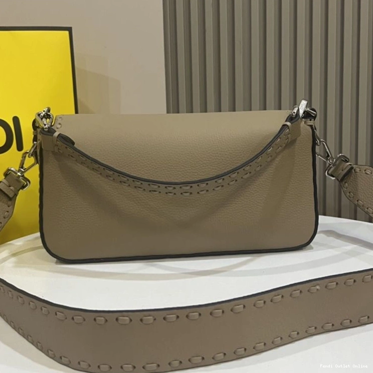 Cheap Romano Khaki Medium Bag Selleria Cuoio Leather Baguette In Fendi 0727